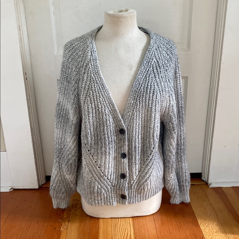 Aerie Gray Women's Chunky Knit‎ Cardigan Sweater Large